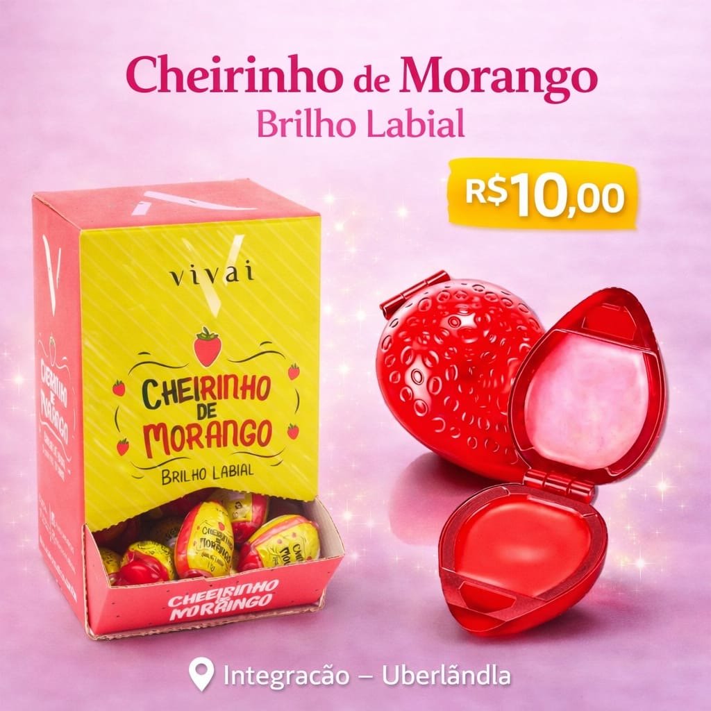 Brilho Labial Cheirinho de Morango Vivai